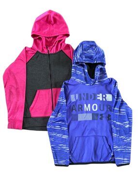 Under Armour Purple Hoodie with Black Lining & Head Pink Zipper Hoodie Youth L